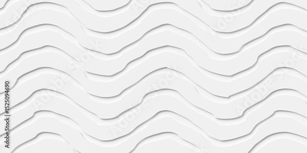 Fototapeta Grid of white inset rough deformed curves or waves geometry background wallpaper banner, flat lay top view