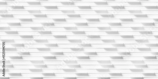 Fototapeta Thin, long white boxes or blocks connected by lines geometry or abstract data background wallpaper banner, flat lay