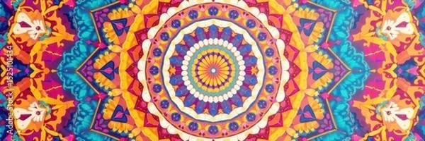 Obraz Simple geometric mandala design with repeating shapes , meditation, minimalist