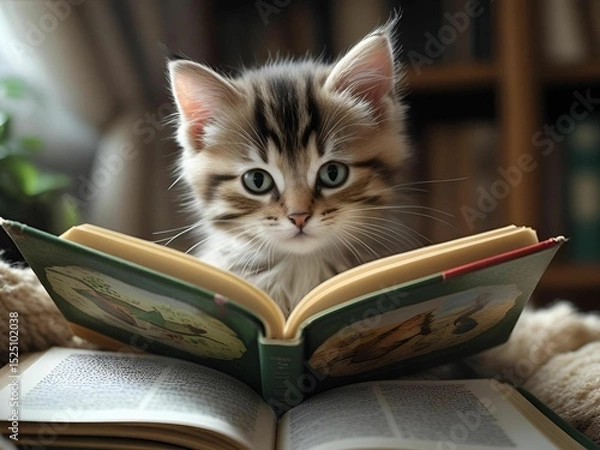 Obraz 勉強する猫[generativeAI]