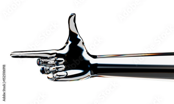 Obraz Glass android hand showing or pointing left gesture. Isolated AI or automated concept. 3d rendering