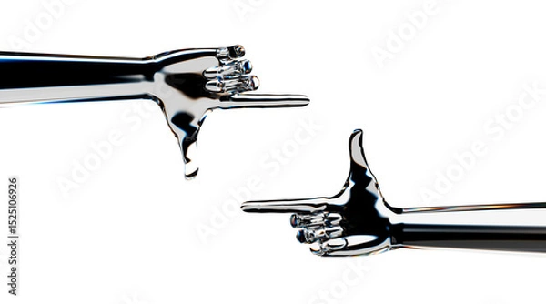 Obraz Glass android hand showing frame isolated. Focus gesture mockup. 3d rendering