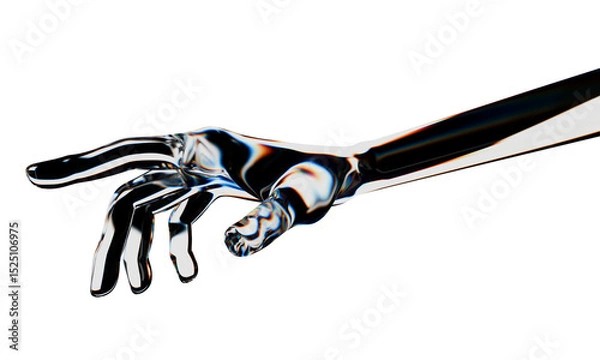 Obraz Glass android hand touch gesture. Isolated AI or automated concept. 3d rendering