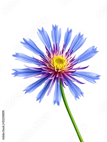 Fototapeta Vector illustration, Centaurea cyanus, commonly known as cornflower or bachelor's button, isolated on white background.