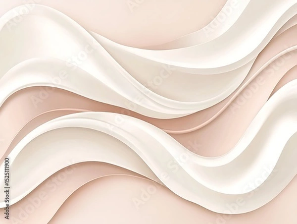 Obraz Abstract illustration of flowing waves in pastel beige and cream colors