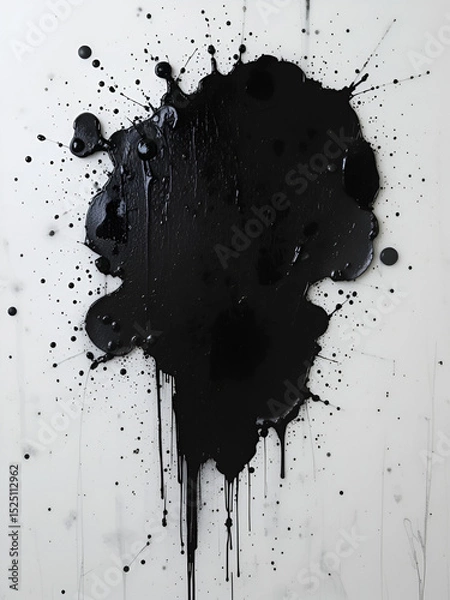 Fototapeta set black paint or ink stain spread as a spot or splash on a clean background