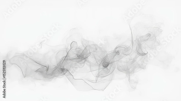 Obraz Elegant black smoke forms delicate patterns against a plain background, conveying a feeling of fluidity and abstract beauty in a serene atmosphere