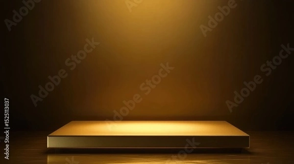 Fototapeta 3D Gold podium with gold stage product display. Minimal scene for mockup products, stage showcase, promotion display.