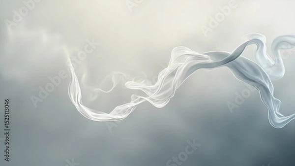 Obraz Wisps of delicate white smoke dance elegantly against a muted gray backdrop, forming abstract shapes that evoke a sense of calm and serenity in the viewer