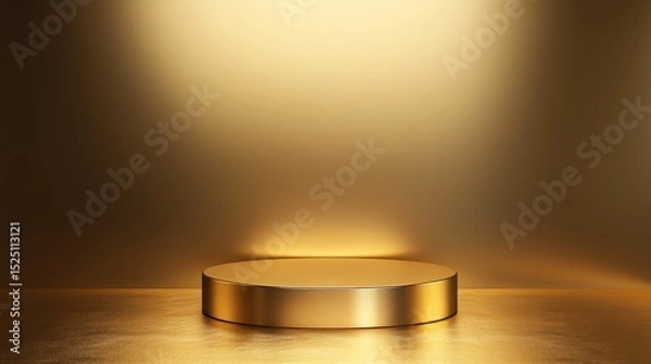 Fototapeta 3D Gold podium with gold stage product display. Minimal scene for mockup products, stage showcase, promotion display.