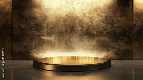Fototapeta 3D Gold podium with gold stage product display. Minimal scene for mockup products, stage showcase, promotion display.