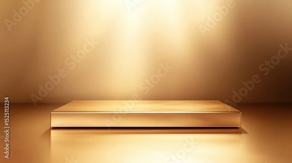 Fototapeta 3D Gold podium with gold stage product display. Minimal scene for mockup products, stage showcase, promotion display.