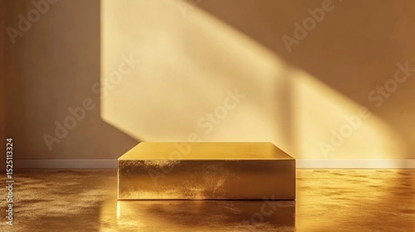 Fototapeta 3D Gold podium with gold stage product display. Minimal scene for mockup products, stage showcase, promotion display.