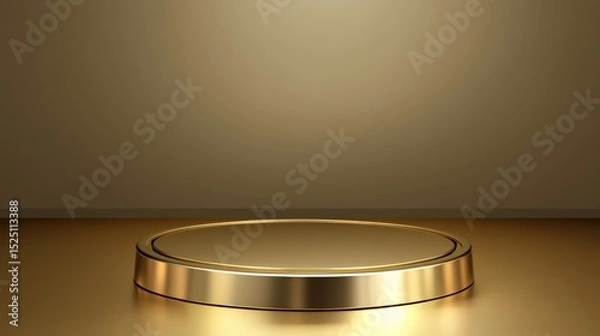 Fototapeta 3D Gold podium with gold stage product display. Minimal scene for mockup products, stage showcase, promotion display.