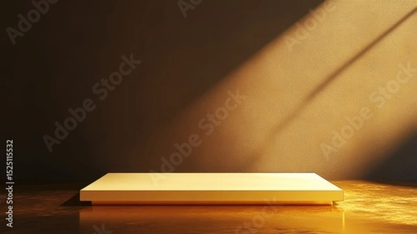 Fototapeta 3D Gold podium with gold stage product display. Minimal scene for mockup products, stage showcase, promotion display.