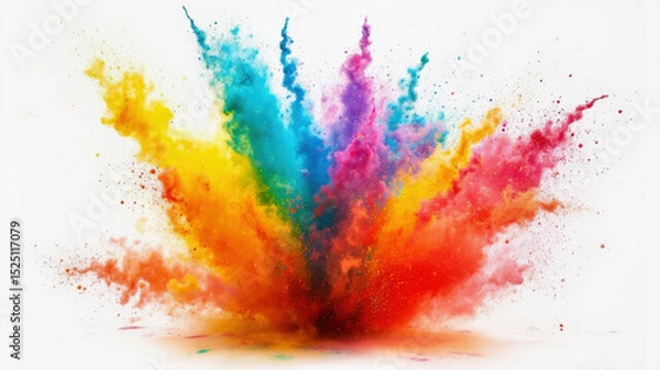 Obraz A stunning display of colorful powder bursts into the air, creating a vibrant and lively atmosphere during a festive celebration, illuminating the surrounding space with joyous energy