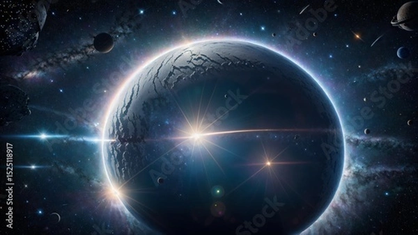 Fototapeta Illuminated Planet at Galactic Dawn