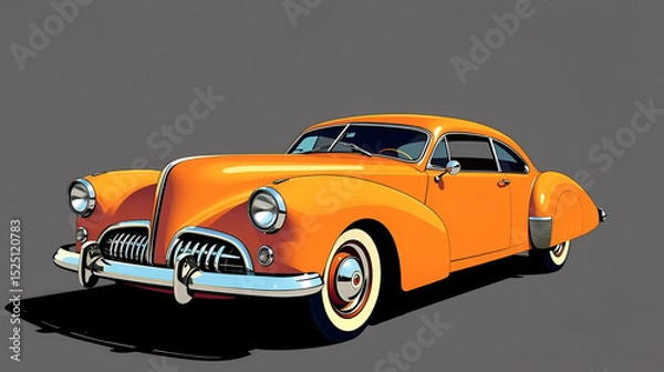Fototapeta Classic Car Illustration Retro Vehicle Design with Sleek Lines and Vibrant Colors