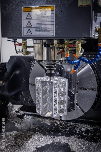 Obraz Metalworking CNC lathe milling machine. Cutting metal modern processing technology.