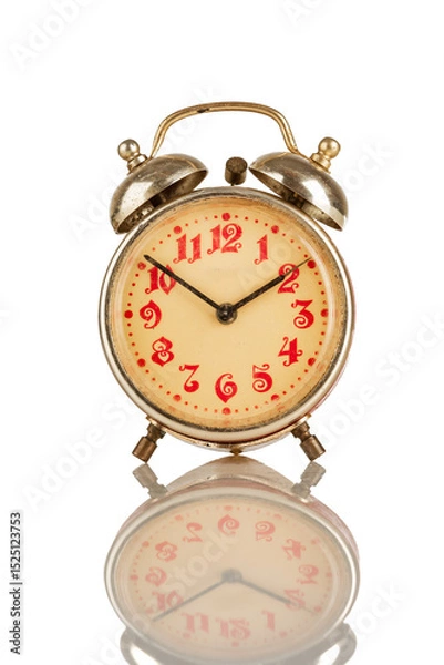 Obraz Old Analog alarm clock on a white background...