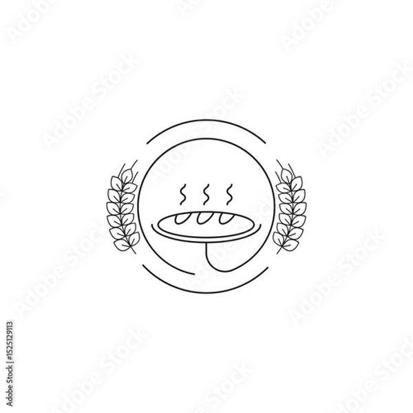 Fototapeta bread logo design line concept