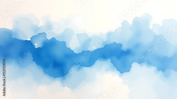 Fototapeta Abstract blue watercolor wash background texture