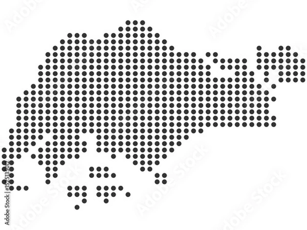 Obraz Dotted Singapore map, black dot map of Singapore vector illustration