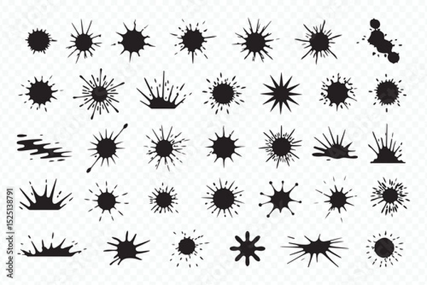 Obraz Abstract Black Ink Splashes Vector Collection