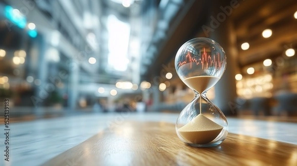Fototapeta Hourglass with stock chart inside representing time and investment