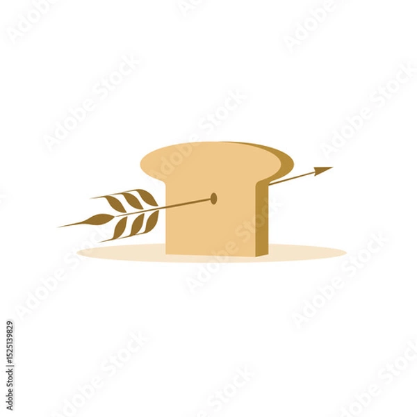 Fototapeta bread logo design with arrow wheat