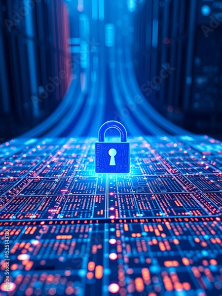 Fototapeta A digital ledger, immutably recorded, securing transactions across the network, protecting data and ensuring trust.