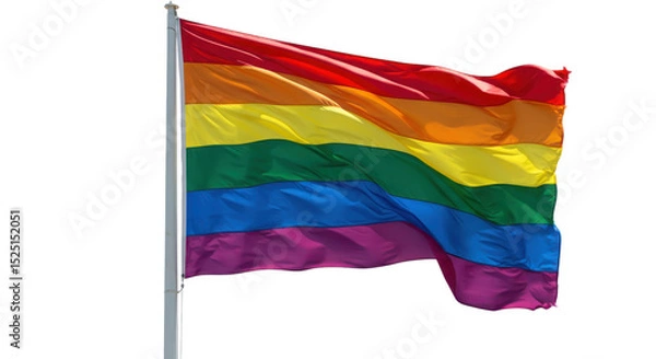 Obraz Rainbow flag waving on white background