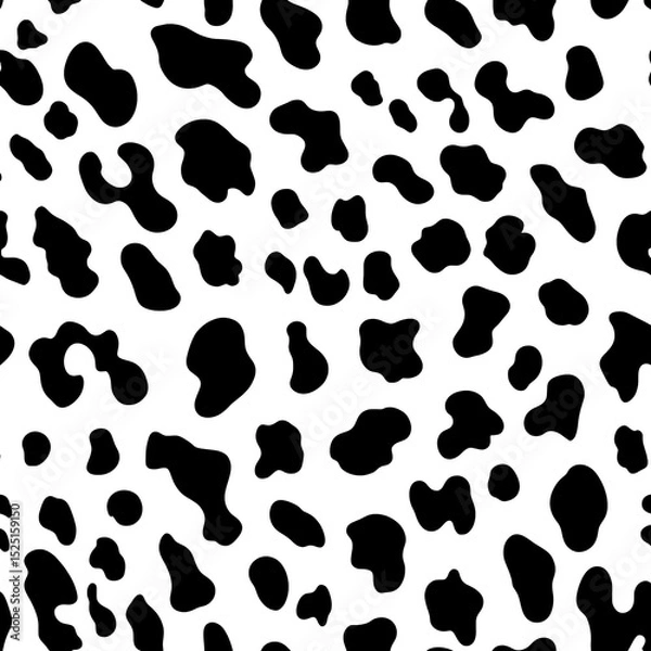 Obraz Seamless Black and White Cow Print Pattern Digital Illustration