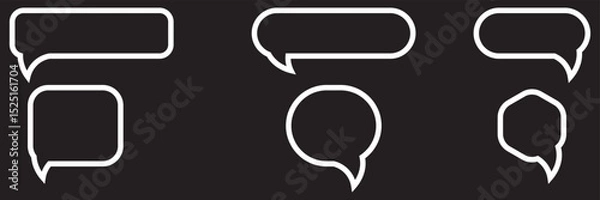Fototapeta dialogue box silhouette vector set. Vector speech clouds chat bubble icon. Talk bubble speech icon. Blank empty bubbles vector design elements. Chat on line symbol template. Dialogue balloon sticker