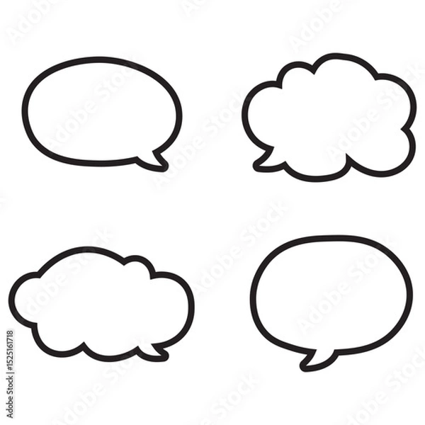 Obraz dialogue box silhouette vector set. Vector speech clouds chat bubble icon. Talk bubble speech icon. Blank empty bubbles vector design elements. Chat on line symbol template. Dialogue balloon sticker