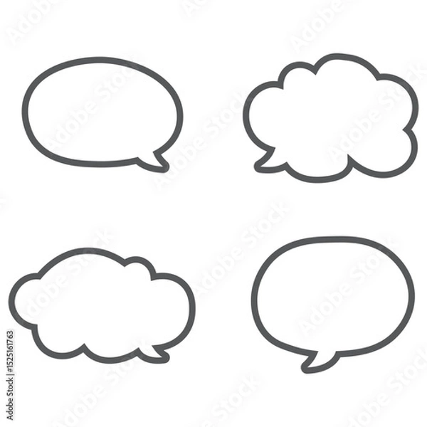 Fototapeta dialogue box silhouette vector set. Vector speech clouds chat bubble icon. Talk bubble speech icon. Blank empty bubbles vector design elements. Chat on line symbol template. Dialogue balloon sticker