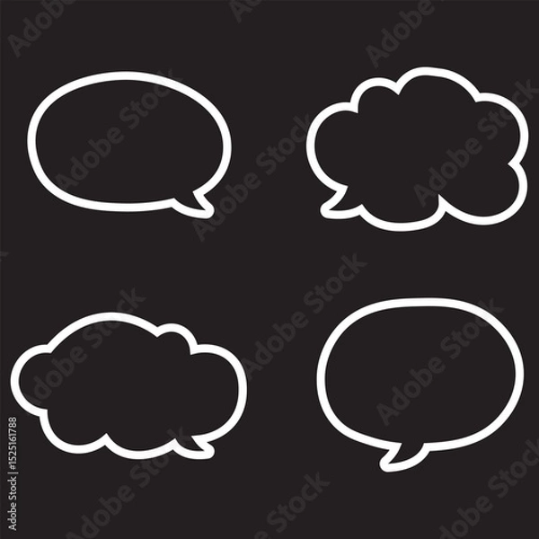 Fototapeta dialogue box silhouette vector set. Vector speech clouds chat bubble icon. Talk bubble speech icon. Blank empty bubbles vector design elements. Chat on line symbol template. Dialogue balloon sticker