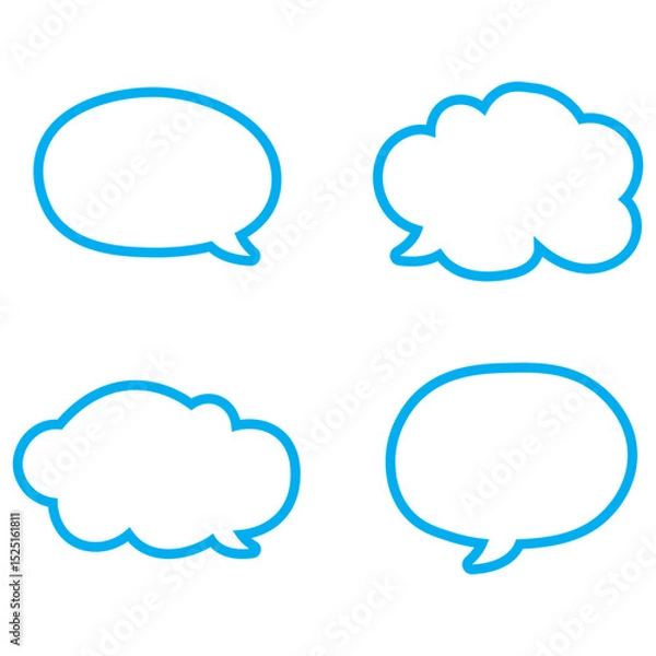 Fototapeta dialogue box silhouette vector set. Vector speech clouds chat bubble icon. Talk bubble speech icon. Blank empty bubbles vector design elements. Chat on line symbol template. Dialogue balloon sticker