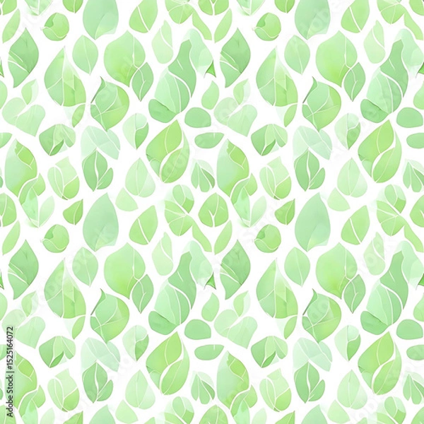 Obraz Fresh Green Leaf Pattern on Light Background ? Digital Illustration