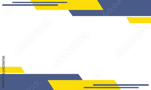 Obraz Modern abstract background featuring angular yellow and blue geometric shapes on a clean white canvas, perfect for business templates, tech designs, or dynamic presentations.