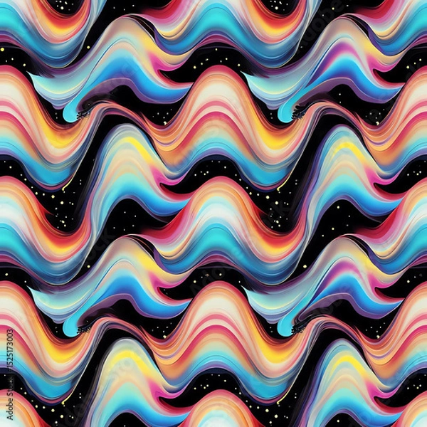 Obraz Psychedelic Rainbow Wave with Cosmic Backdrop Digital Illustration