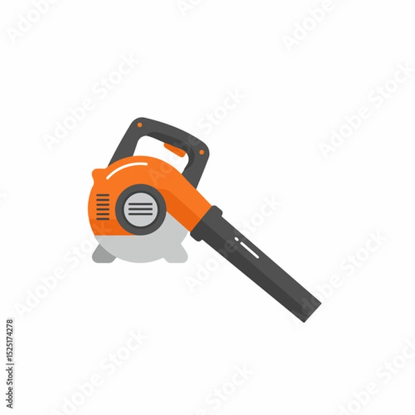 Fototapeta Orange leaf blower for gardening. Powerful leaf blower for yard work and autumn cleanup. This tool is essential for efficient leaf removal, making gardening easier and more enjoyable.