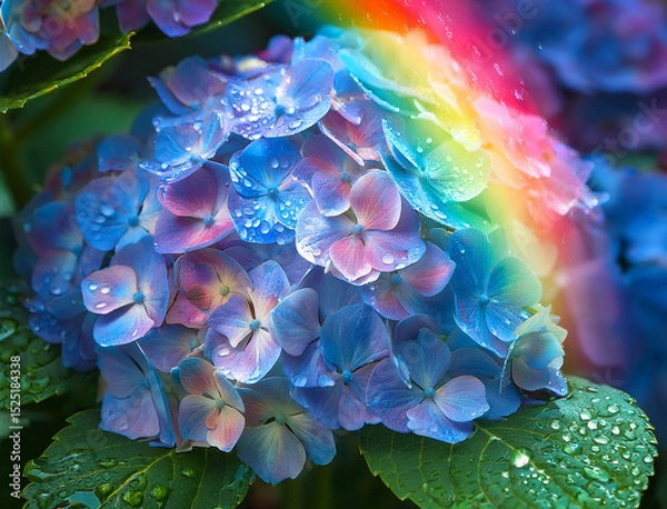 Fototapeta Generated image　虹とアジサイ