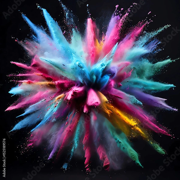 Obraz Colorful Powder Burst on Black Abstract Background Digital Illustration