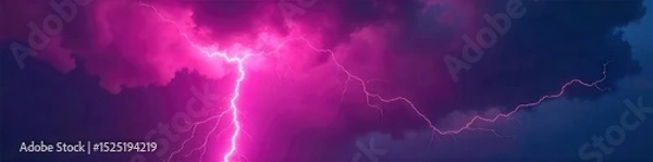 Obraz Vibrant, electric pink lightning bolt striking across a dark, stormy sky Perfect for energy, power, and speed concepts Ideal for backgrounds or design elements , flash, intense pink