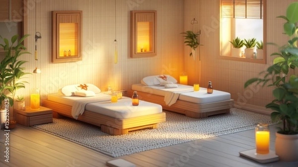 Obraz A Serene spa room peaceful atmosphere