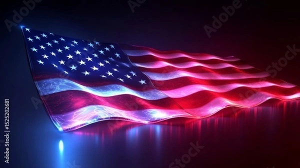 Obraz A Glowing USA flag, vibrant and proud