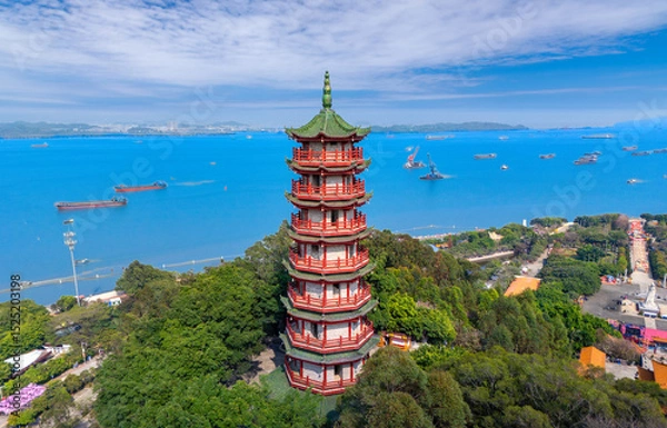 Fototapeta Aerial view of Nansha Tianhou Temple in Guangzhou, China