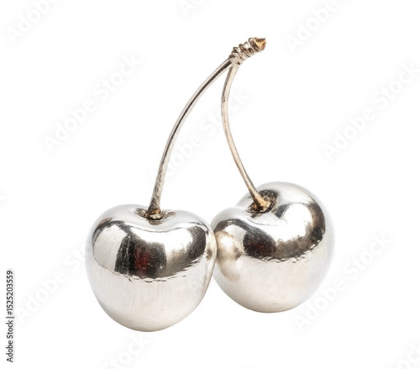 Obraz Two cherries made of lighting silver chrome isolated on a transparent background png