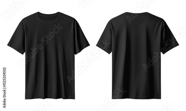 Fototapeta  Blank black shirt mock up template, front and back view, isolated on white, plain t  shirt mockup.